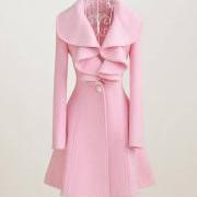 Lovely Pink Winter Falbala Parka Overcoat Cute Pink Falbala Coat Autumn Coat