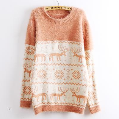 Deer Snowflake Round Neck Sweater For Women
