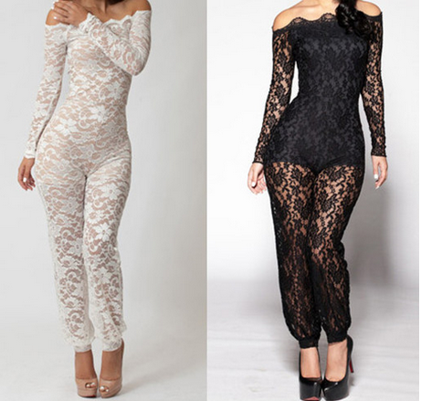 black lace romper pants