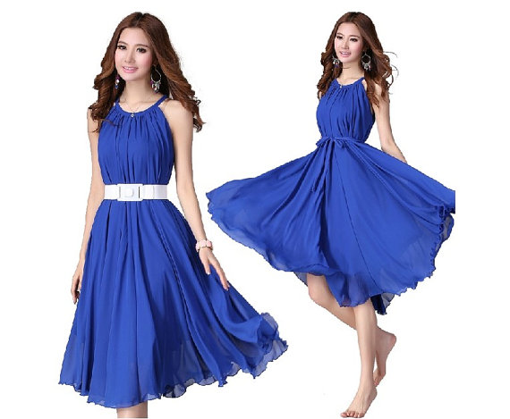 Royal Blue Short Evening Wedding Party Dress Lightweight Sundress Summer Dress Holiday Beach Dress B On Luulla
