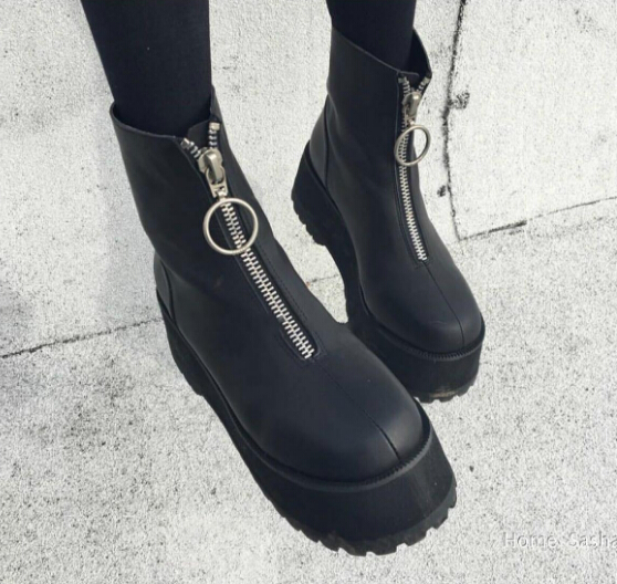 CYBER PUNK PLATFORM BOOTS WITH ZIP on 