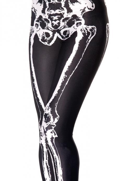 High Quality Women&amp;#039;s Sexy Skeleton Printed Pants Ropa Mujer Casual Elastic Leggings