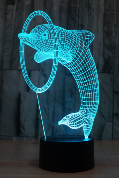 Creative 3d Illusion Lamp Led Night Light 3d Dolphin Show Acrylic Discoloration Adjust Colorful Atmosphere Lamp Novelty Lighting
