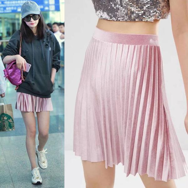 Metallic Pink Pleated Skirt on Luulla