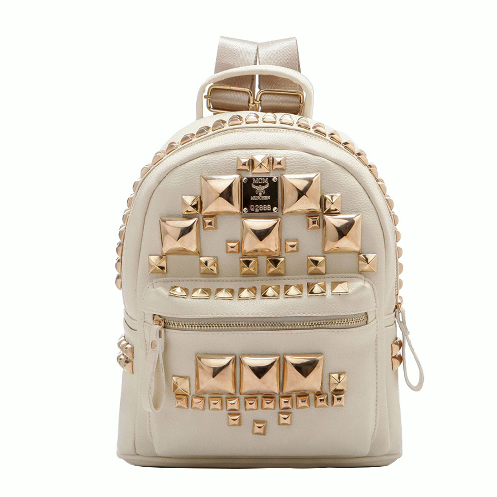 Fashion Square Rivets Backpack School Bag on Luulla